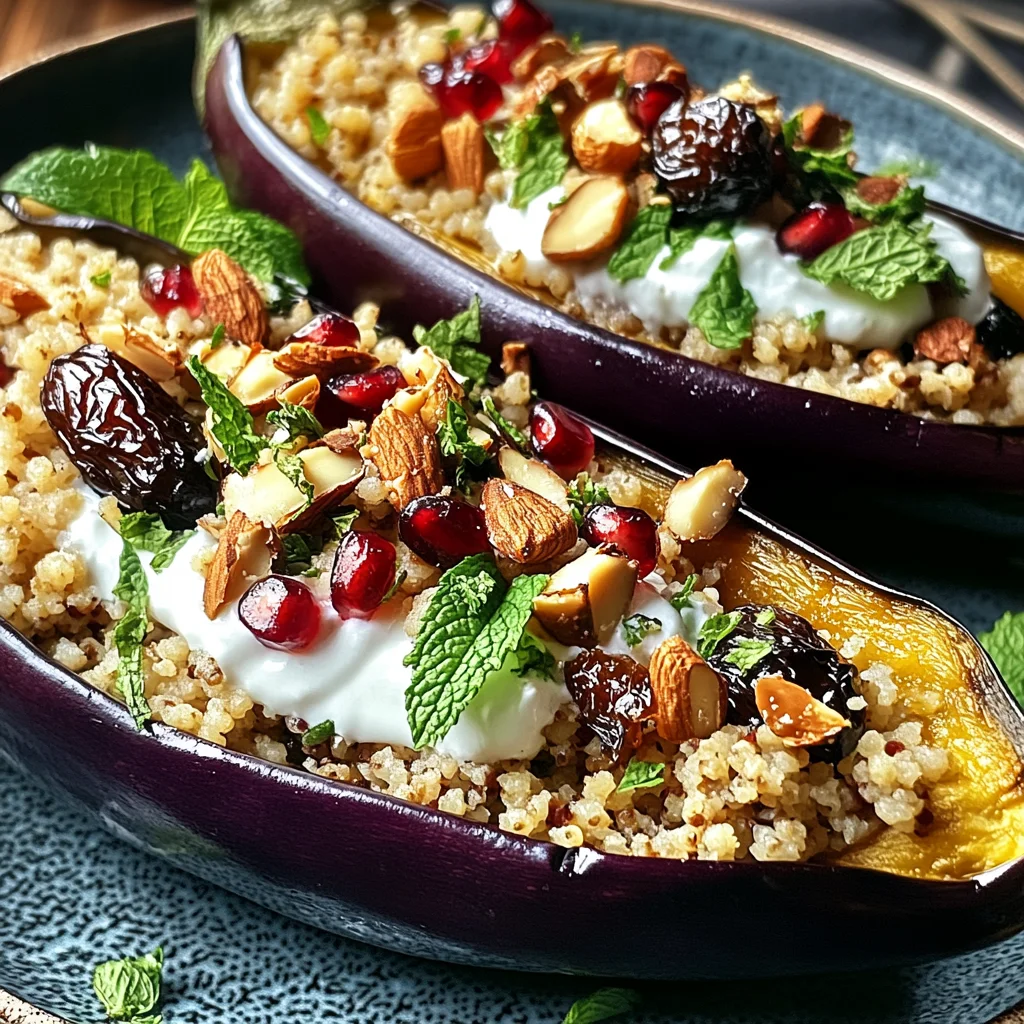 Auberginen mit Dattel-Mandel-Couscous und Minze