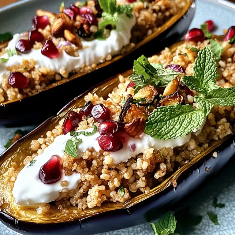 Auberginen mit Dattel-Mandel-Couscous und Minze