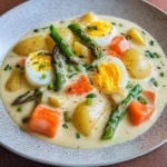 Eierfrikassee mit Kartoffeln und Gemüse