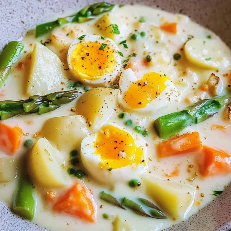 Eierfrikassee mit Kartoffeln und Gemüse