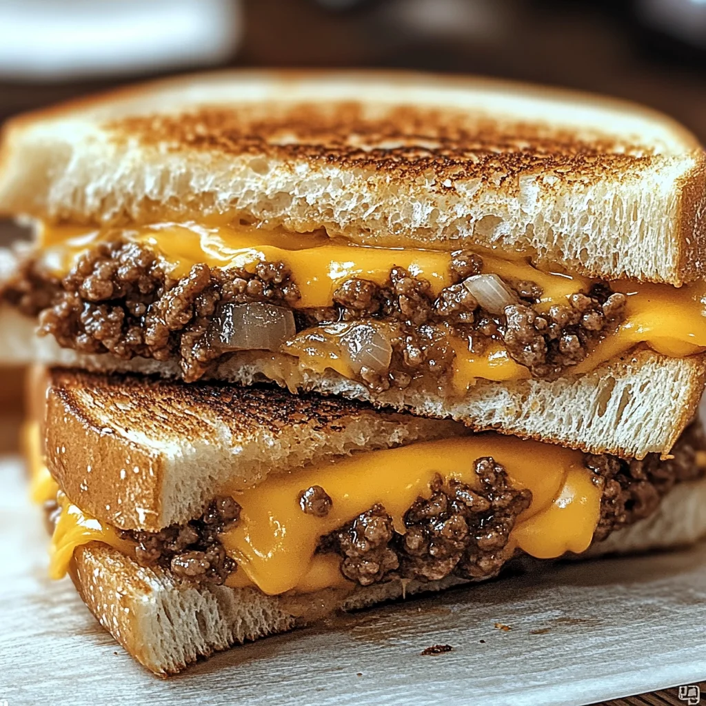 Gegrilltes Käsesandwich mit Rinderhackfleisch