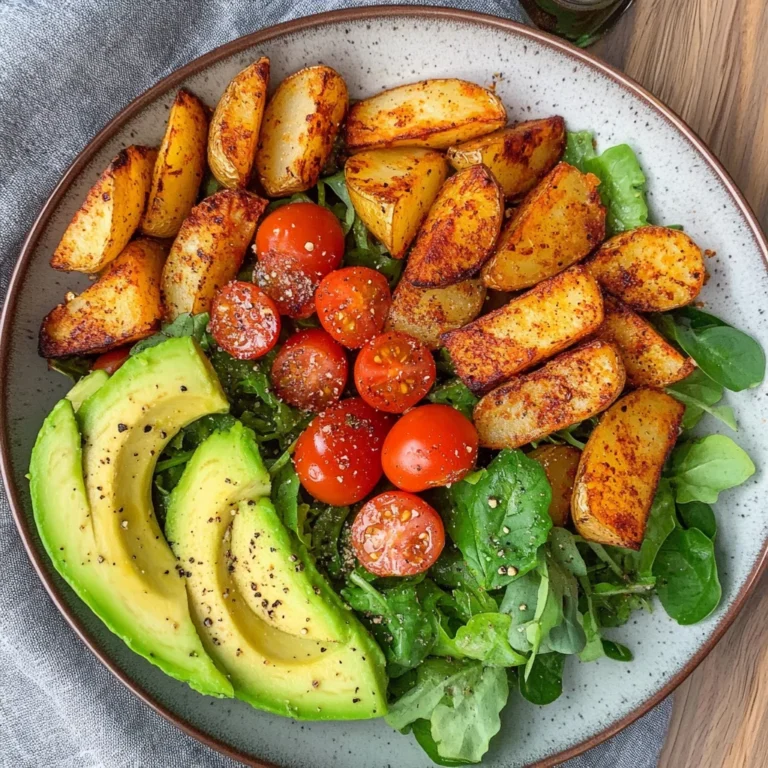 Knusprige Ofenkartoffeln mit Salat (einfaches Bowl Rezept)