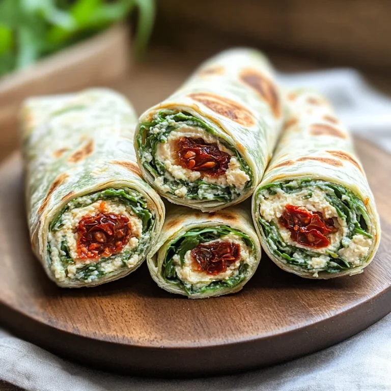 Vegetarische Wrap-Röllchen mit Rucola und Tomaten
