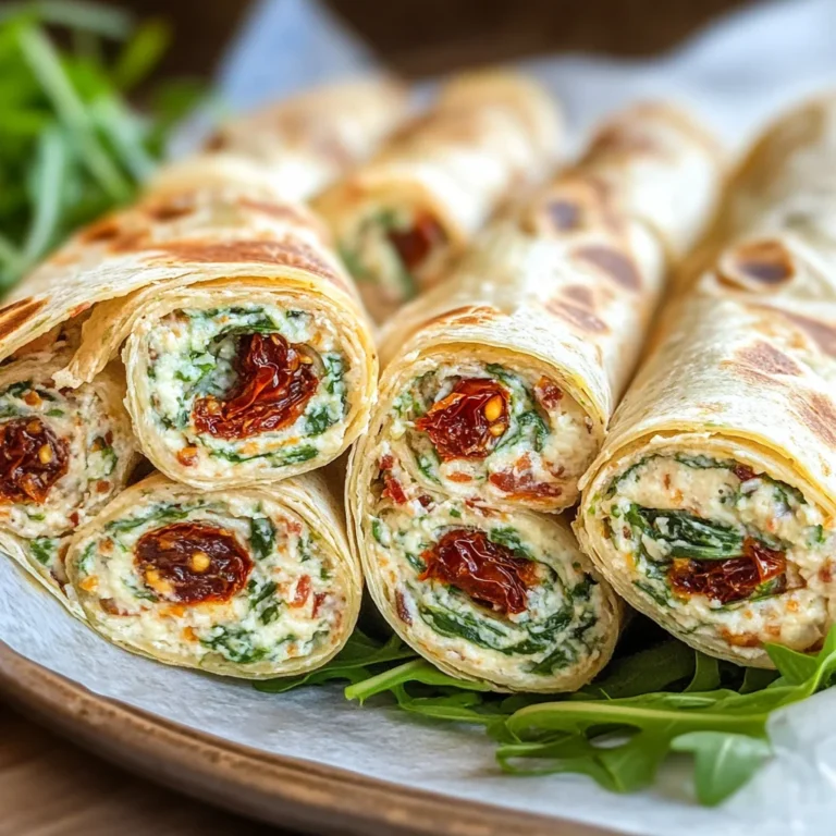 Vegetarische Wrap-Röllchen mit Rucola und Tomaten