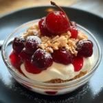 Zimtcreme mit Kirschsoße und Amaretti