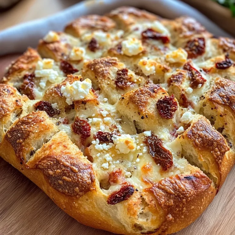 Zupfbrot mit getrockneten Tomaten, Feta und Mozzarella